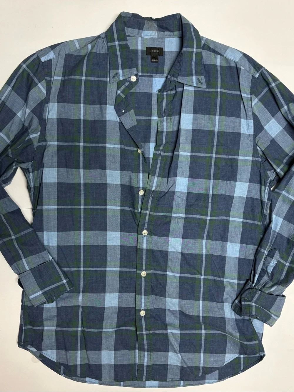 J. Crew Blue and Green Plaid Button-Down Shirt